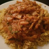Dhal naga bhuna with garlic pilau rice at Spice Station in South Shields