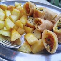 patate al forno e involtini di tofu at RistoVegan at Hotel Sylva in Cattolica