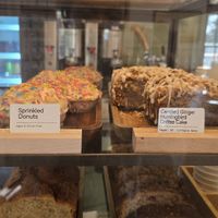 Sprinkled Donuts (rare) and Hummingbird Coffee Cake at Pure Bean Idy in Idyllwild