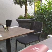 Outdoor seating area at Santini in Stuttgart