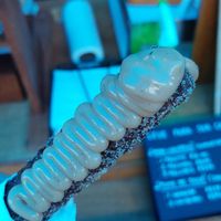 Churros com massa de chocolate e recheio de doce de leite at Churros do Véio in Sao Paulo