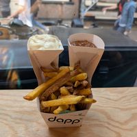 Vegan mayo and sambal (too salty!!) at Frietwinkel in Utrecht