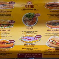 Food menu  at Bánh Mì Long Hội in Hanoi