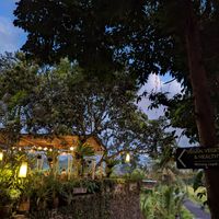 Next to motorbike parking, sign outside at Cepik Villa in Karangasem