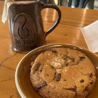 Gingerbread orange spice fog with soy milk and a vegan salted caramel cookiee  at The Barn in Bridgewater