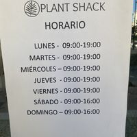 Opening Hours  at PLANT SHACK - Calpe in Calpe