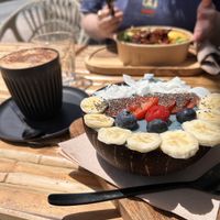 Jackfruit poke, smoothie bowl & chai lattee  at PLANT SHACK - Calpe in Calpe