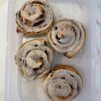 I brought a container to take out cinnamon rolls   at Garden Carver in Brooklyn