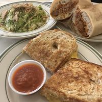 Grilled Cheese w/ marinara at forefront   at Garden Carver in Brooklyn
