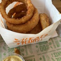 Onion rings  at Next Level Veggie Grill in Denver