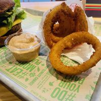 Onion Rings and Special Saucee  at Next Level Veggie Grill in Denver