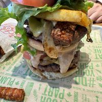 The Animal Stacker with Tempeh bacon   at Next Level Veggie Grill in Denver