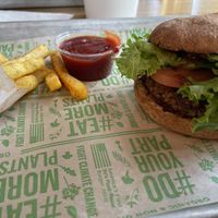 Quinoa burgerrs  at Next Level Veggie Grill in Denver