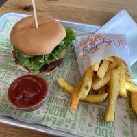 American Cheeseburger & Fries  at Next Level Veggie Grill in Denver