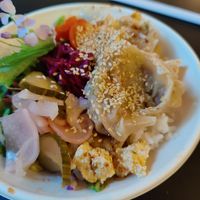 Dumpling bowl, highly recommended at Aiyaohno Cafe in Vancouver