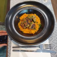 Artichoke Hearts on Roasted Pumpkin Puree at Vegan Bistró in Mallorca