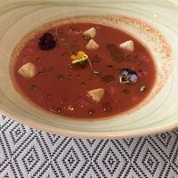 Watermelon gazpacho  at Vegan Bistró in Mallorca