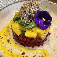 Mallorcan tartar beetroot, quinoa, mango, avocado  at Vegan Bistró in Mallorca