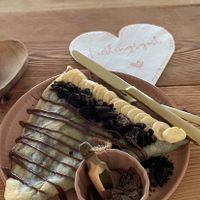 Crepe with Bionella and chai latte   at Tjorvi‘s in Kiel