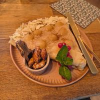 Crepes with apple sause and almonds, etc at Tjorvi‘s in Kiel