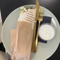 Fresh vegetable wrap with vegan tartar dip  at Green Republic in Ljubljana