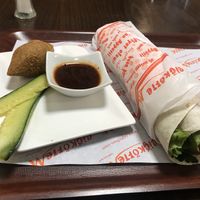 Kofte and veggie ball with sauce at Cigköftem - Munchener Strasse in Frankfurt