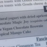 Desserts section of menu at Honey and Spice in Pushkar