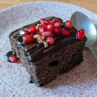 Chocolate brownie at Honey and Spice in Pushkar