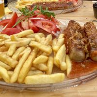 Curry wurst with fries  at Grenzlandstuben in Hellenthal