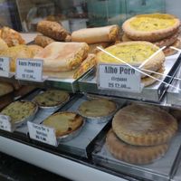 Quiche, kibe , esfiha and bauru at Lanchonete do Perna Vegana in Sao Paulo