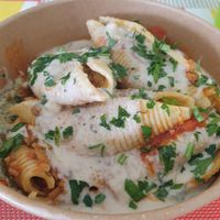 Stuffed pasta shells with creamy sauce
 at Green Box in Bridgetown