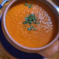 Nice tomato soup (not the best I’ve had)  at El Encuentro - Tigre in Cusco