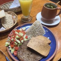plate with fake meat  at El Encuentro - Tigre in Cusco
