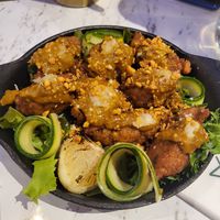Karaage with lemon peanut sauce at Vegan Amore 蔬慕 in Taipei