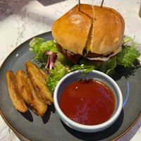 Meanest portion of chips ever with our burger! at Vegan Amore 蔬慕 in Taipei