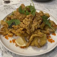 Japanese style fried mushroom with salmon roe  at Vegan Amore 蔬慕 in Taipei