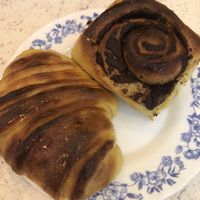 Croissant and chocolate roll   at Belo Farelo in Porto