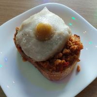 Pão com ovo especial at Caneca Café in Sao Paulo