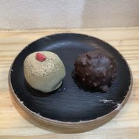 Matcha and chocolate balls  at La Consciente in Barcelona