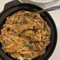 Thai fried rice with silver noodles in a clay pot   at Nature Vegetarian Restaurant in Oakland