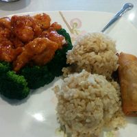 General tsos 'chicken' with brown rice, lunch special at Nature Vegetarian Restaurant in Oakland
