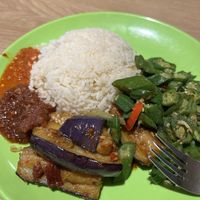 Rice okra and aubergine   at SIN - Ding Shang Vegetarian 鼎上- T2 in East Singapore