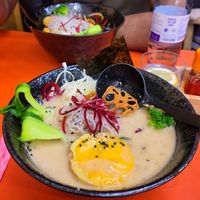 Ramen with vegan fried egg at Beyond Ramen in Berlin