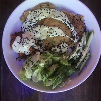 Kimchi pancakes  at SHPANA in Tbilisi