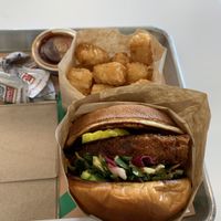 Deluxe Hot N Spicy sandwich and tots  at Hart House - Sepulveda in Los Angeles