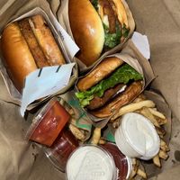 chicken sandwiches and fries   at Hart House - Sepulveda in Los Angeles