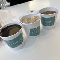 Drippings sauces ( vegan hot chocolate, vanilla  creme and apple pie sauce)  at El Churro in New York City