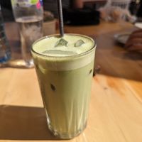Iced matcha latte at The Little Spoon in Panajachel