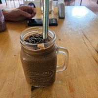 Choco loco smoothie with oat milk at The Little Spoon in Panajachel
