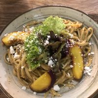 Tagliatelle with peach pesto and v-feta (13,5€)  at Heaven's Kitchen in Stuttgart